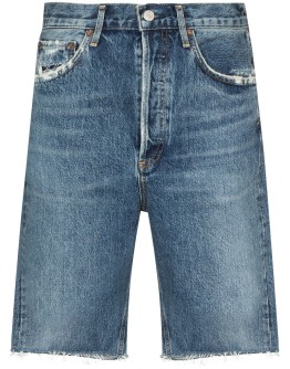 90s mid-rise frayed denim shorts