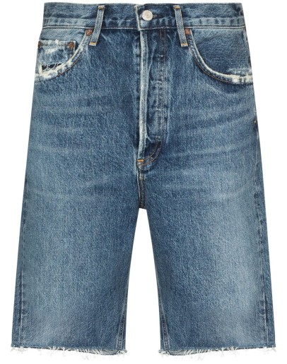 90s mid-rise frayed denim shorts
