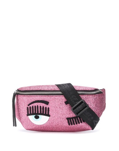 winking eye glittered belt bag