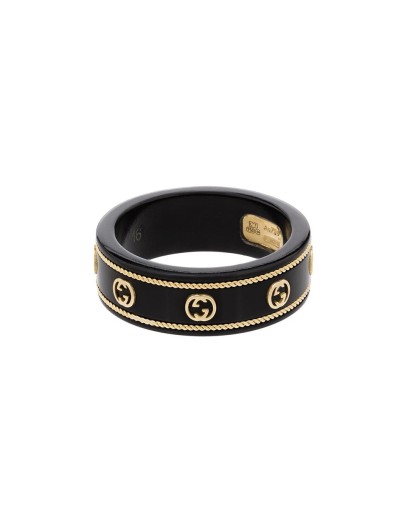 18kt yellow gold GG logo ring