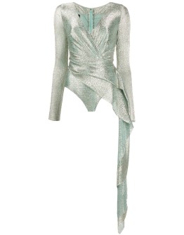 draped metallic bodysuit
