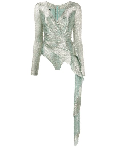 draped metallic bodysuit