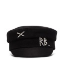crystal-embellished wool baker boy hat