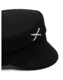 crystal-embellished wool baker boy hat