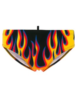flame print swimming trunks