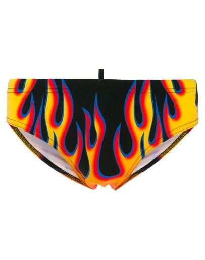 flame print swimming trunks