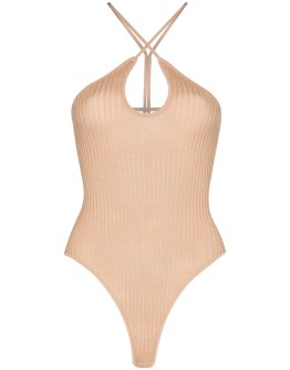 cut-out ribbed bodysuit