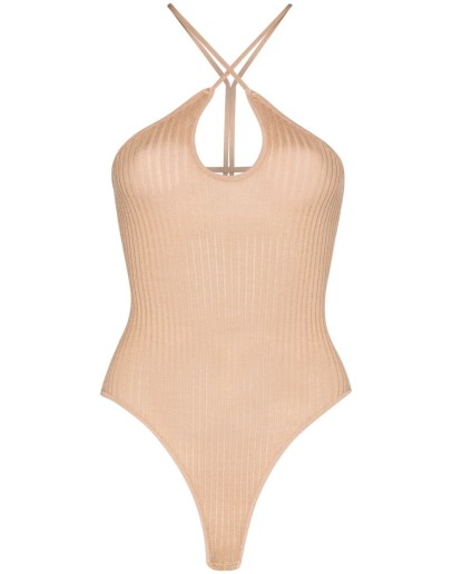 cut-out ribbed bodysuit