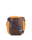 crocodile effect two-tone bucket bag