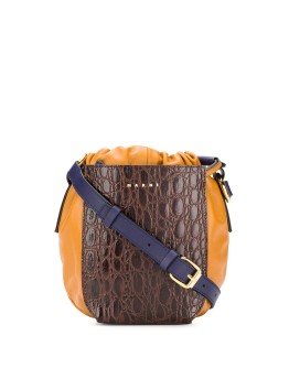 crocodile effect two-tone bucket bag