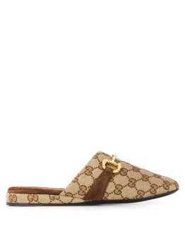 monogram print slippers