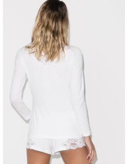 Souple  lace-trim cotton pyjama top