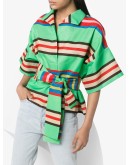 Claudia striped belted blouse