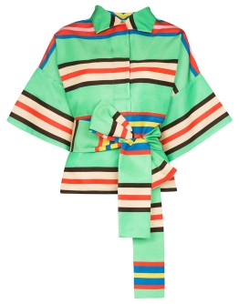 Claudia striped belted blouse