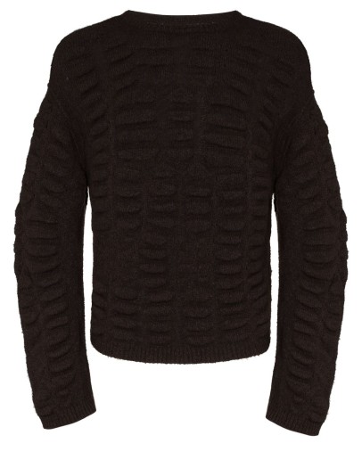 textured-knit crew neck jumper