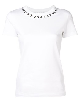 numbers print neckline T-shirt