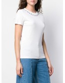 numbers print neckline T-shirt
