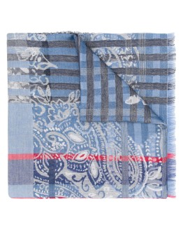 paisley and plaid-print scarf
