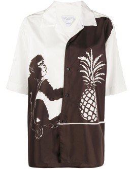 monkey pineapple printed shirt
