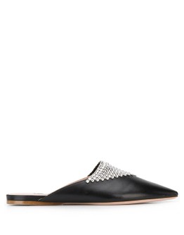 rhinestone mesh flat mules