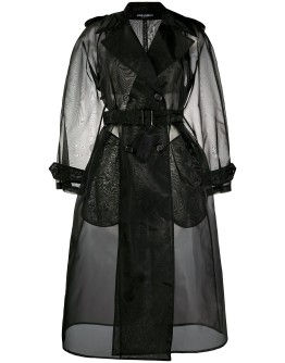 double-breasted organza trench coat
