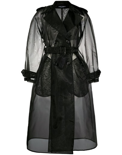 double-breasted organza trench coat