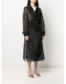 double-breasted organza trench coat