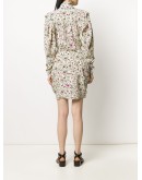 floral-print pleated draped mini dress