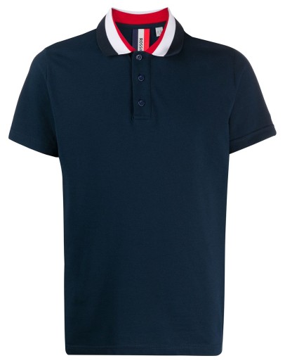 racer stripe collar cotton polo shirt
