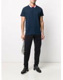 racer stripe collar cotton polo shirt