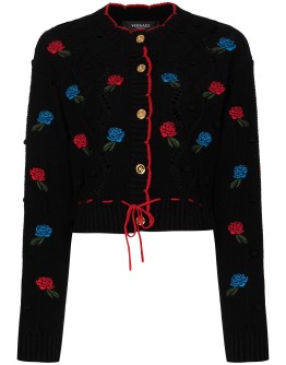 rose embroidered cardigan