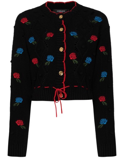 rose embroidered cardigan