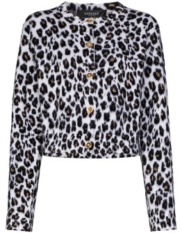 leopard-print knit cardigan