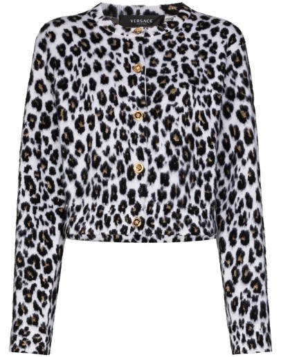 leopard-print knit cardigan