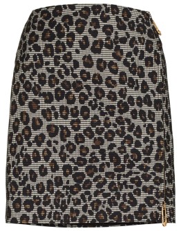 leopard-print houndstooth mini skirt
