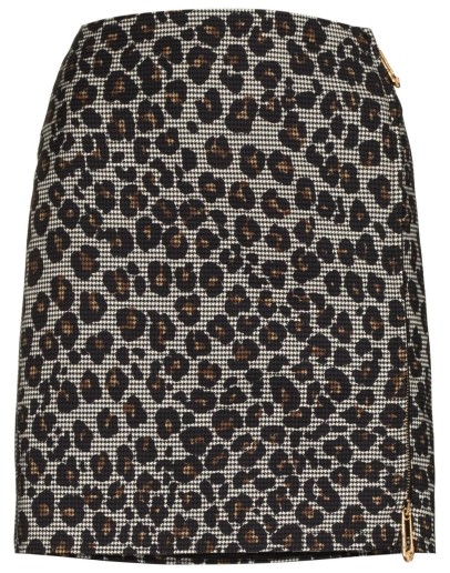 leopard-print houndstooth mini skirt