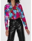 floral-print silk shirt