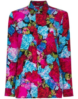 floral-print silk shirt