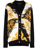 Baroque-print buttoned cardigan