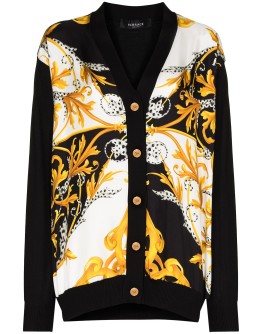 Baroque-print buttoned cardigan