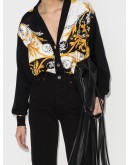 Baroque-print buttoned cardigan