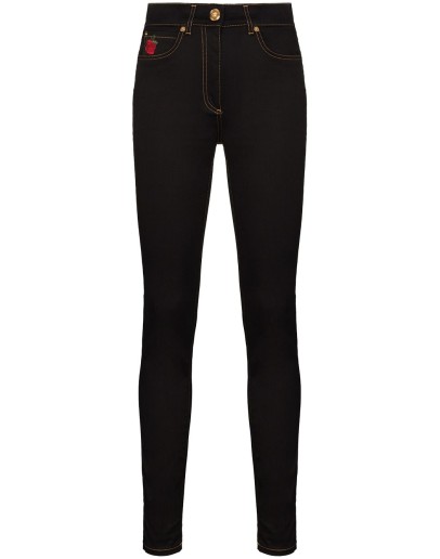 rose embroidered skinny jeans