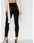 rose embroidered skinny jeans