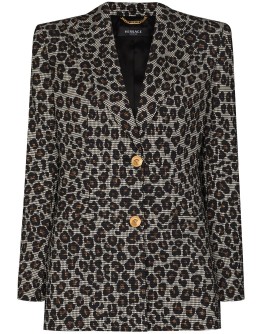 dogtooth leopard print blazer