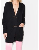 safety-pin chunky-knit cardigan