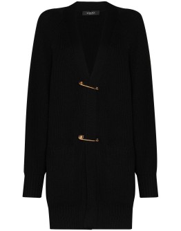 safety-pin chunky-knit cardigan