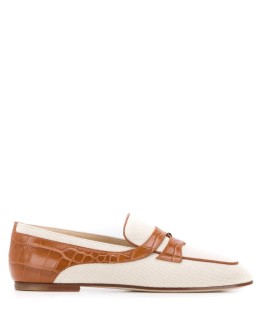 croc-embossed panel loafers