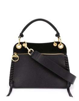 whipstitch panelled tote bag