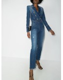 double-breasted denim jumpsuit