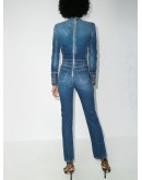 double-breasted denim jumpsuit